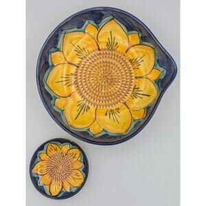Spanish Sunflower Grater Bowl & Grating Plate Set – “Girasol” Handmade in Spain
